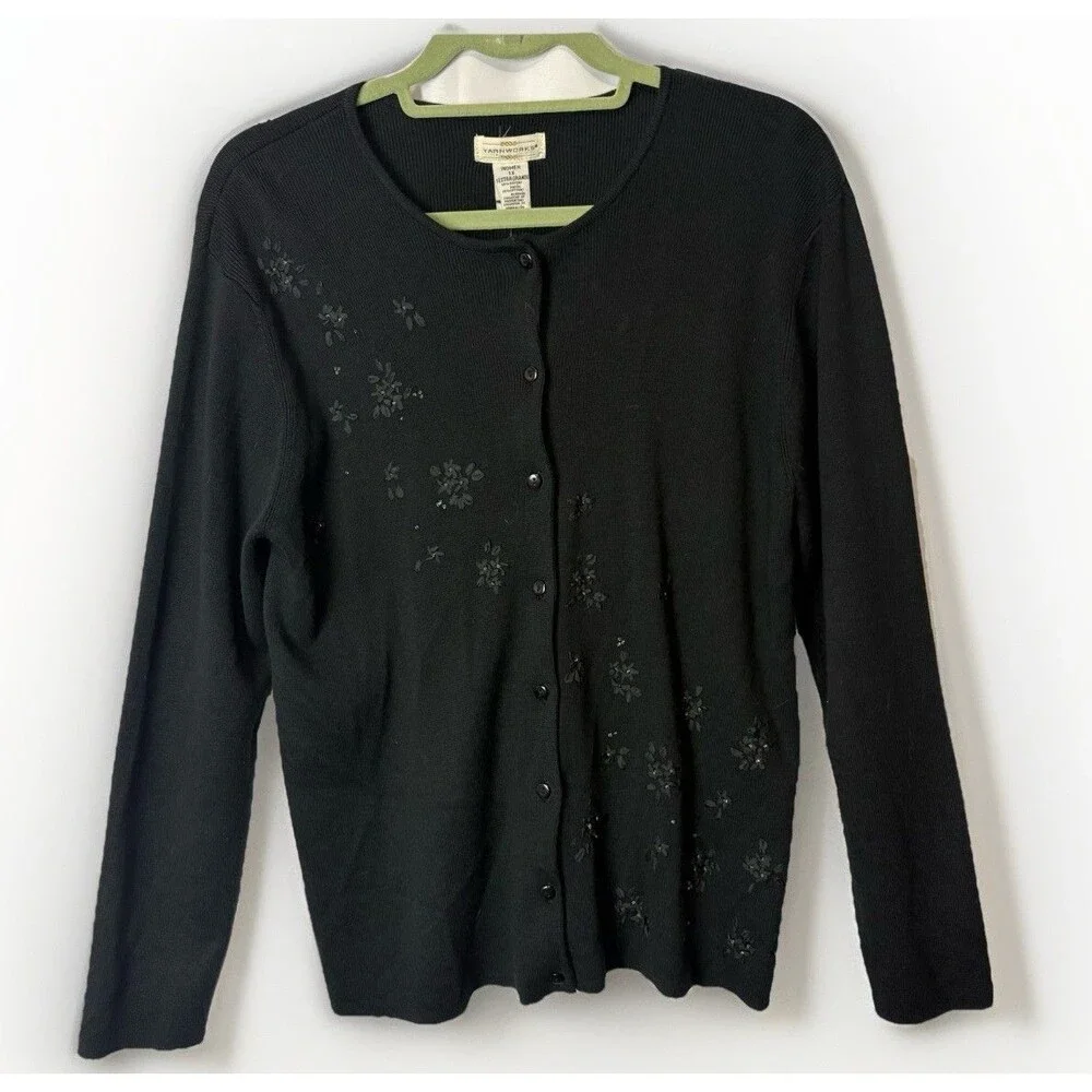 NWT Vintage Cardigan Sz 1X Black Embroidered Sweater Cottagecore Whimisigoth